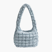 Light blue puffy shoulder bag front view