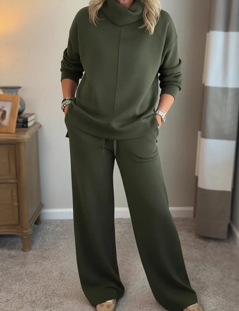 Green loungewear set front view