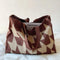 Shopper bag orange with beige geometric pattern front view