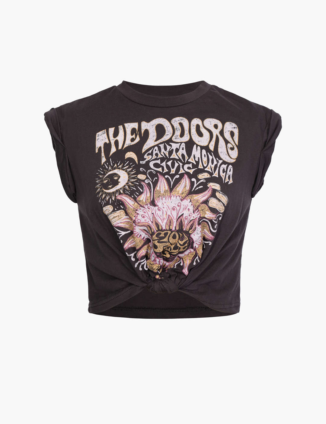 Cropped graphic t-shirt black front view