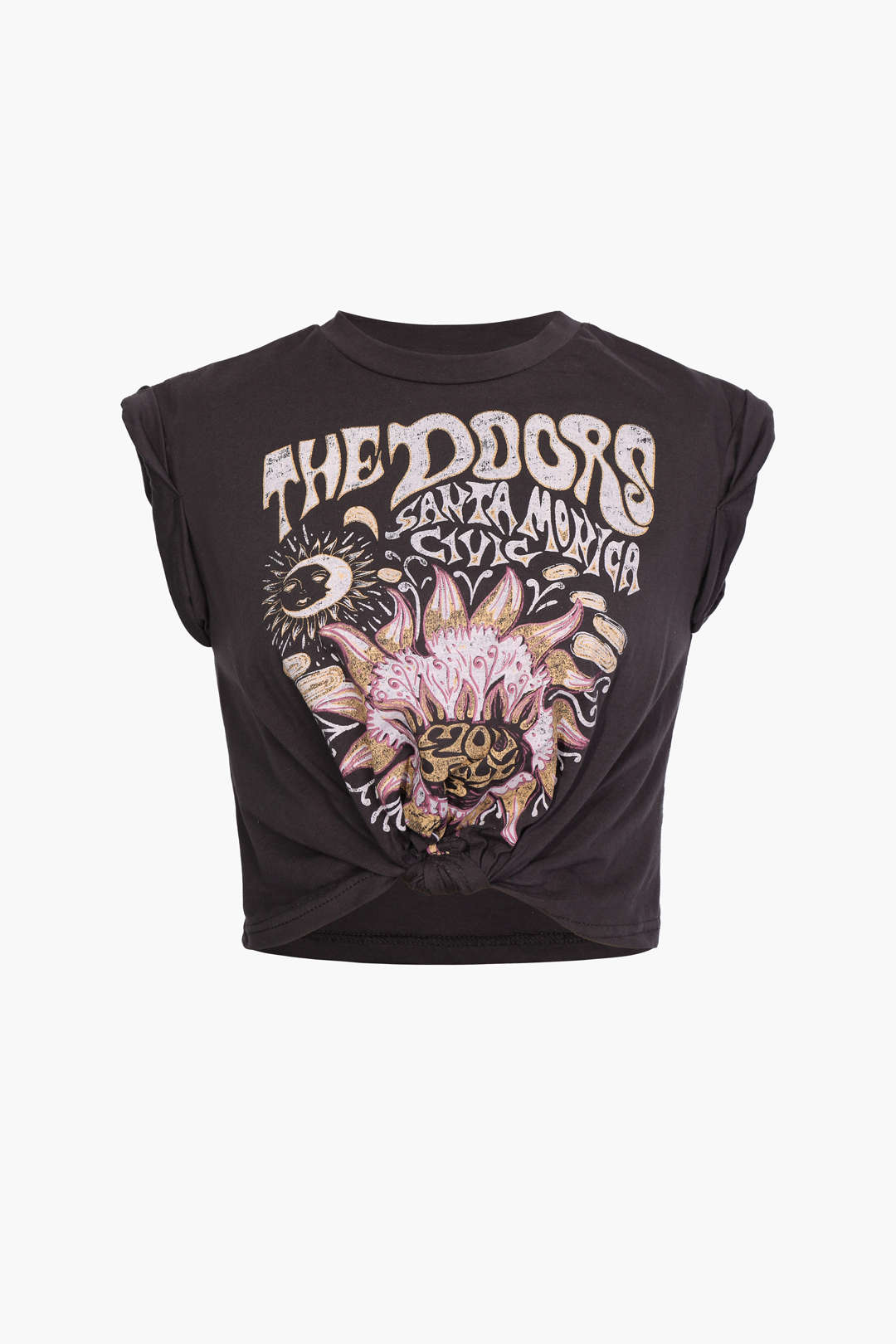 Cropped graphic t-shirt black front view