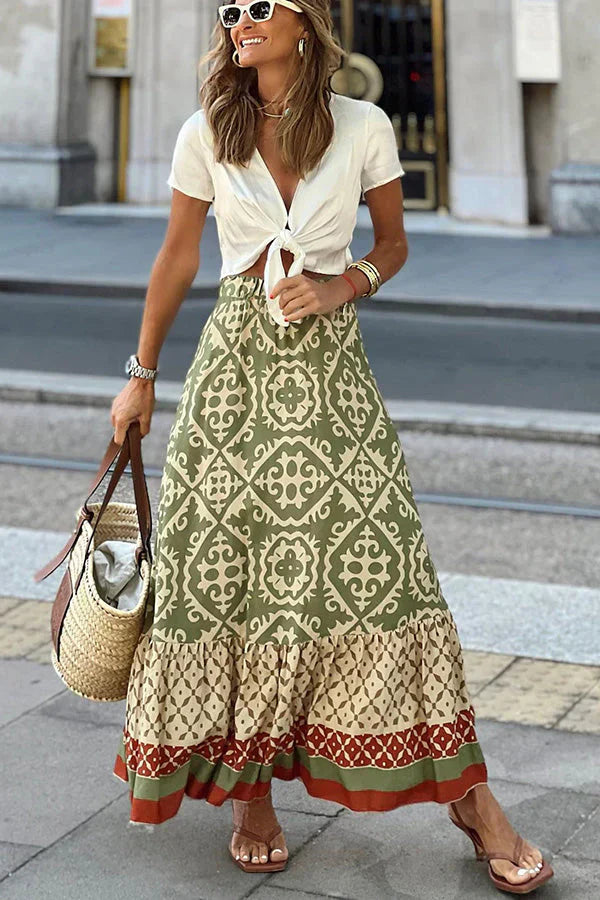 Palo Rok maxi met mediterrane print en wijde pasvorm voor dames