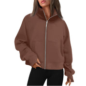 Brown training jacket with thumbholes front view
