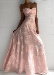 Floor Roze Midi Jurk met Bloemen