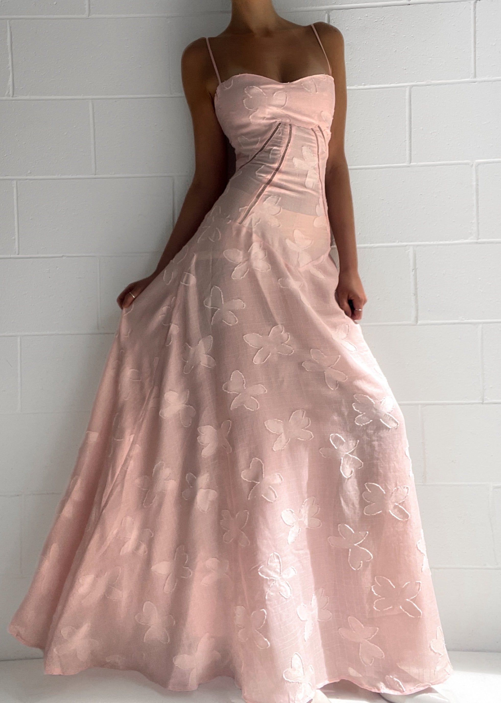 Floor Roze Midi Jurk met Bloemen