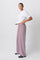 Wide-leg trousers burgundy and white striped side profile