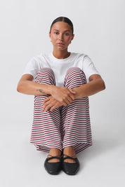 Kaya Gestreepte Wide Leg Broek met Trekkoord en Relaxed Fit voor dames