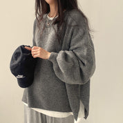 Sweatshirt grijze trui met losse pasvorm front view