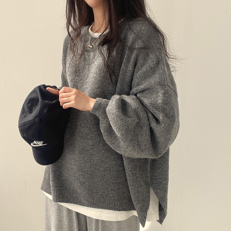 Sweatshirt grijze trui met losse pasvorm front view