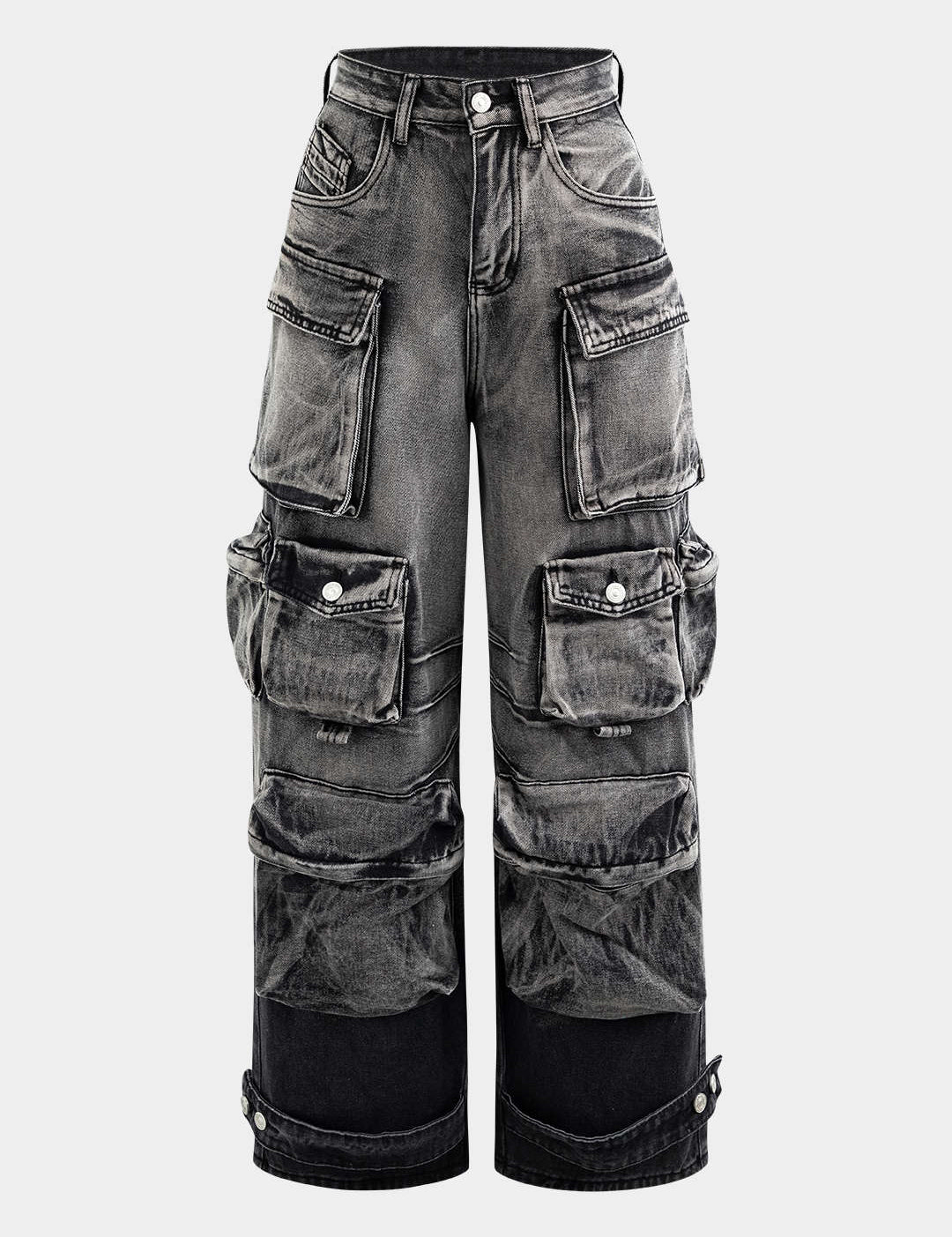 Cargo jeans dark wash front view