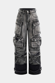 Cargo jeans dark wash front view