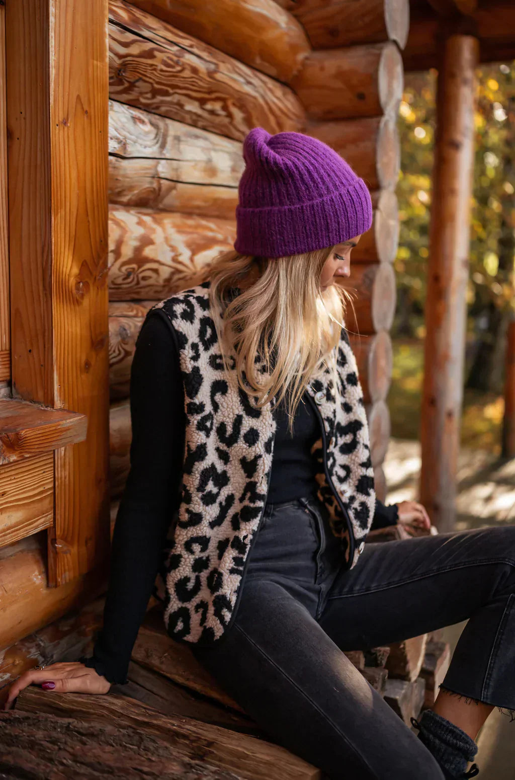 Veline Bodywarmer teddy met luipaardprint voor dames
