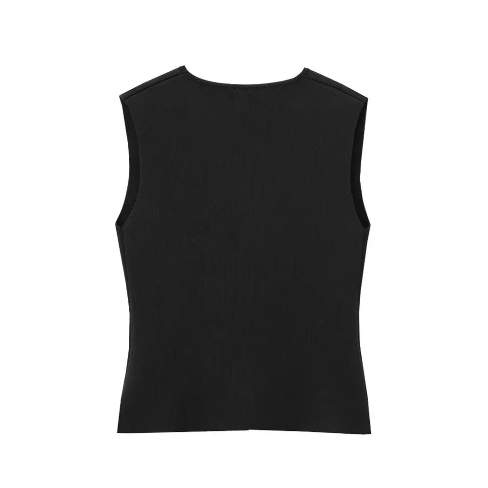 Zwart mouwloze gilet dames rugzijde