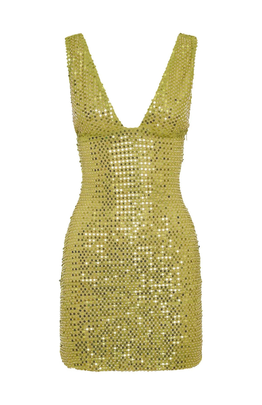 Aureline | Vrouwen Mini Jurk - Goudgroene Pailletten, Curve-Hugging Fit 0