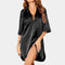 Nachthemd dames zwart met knoopsluiting en asymmetrische zoom