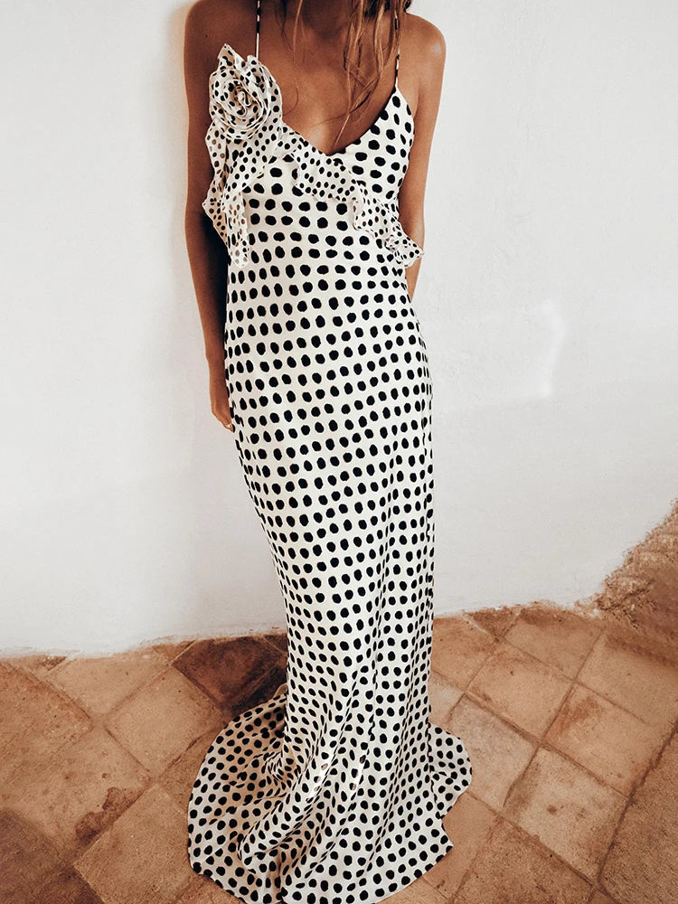 Ava | Dames Maxi Jurk - Speelse Polkadotprint, Elegante Zomerjurk 0