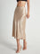 Midi skirt satin finish nude front view