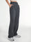 Wide-leg trousers with pleated detail in dark gray side view