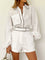 White linen shirt and shorts set front view