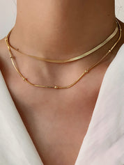 Halsketting, gouden, dubbele streng ontwerp, goudkleurige metalen legering, Dames