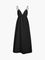 Black summer dress with open back, studio front view