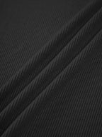 Black ribbed crop top fabric texture close-up