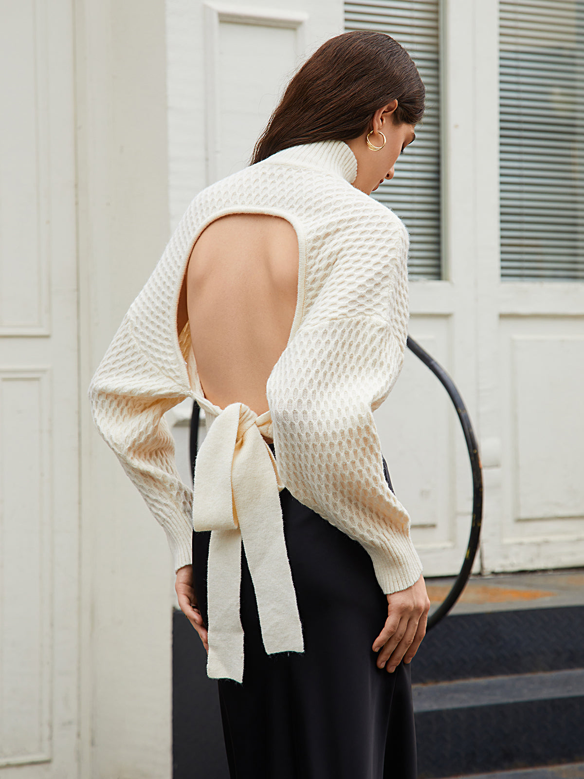 Annaleigh | Open rug met striksluiting Trui Casual