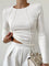 White ribbed top with side cutout front view