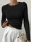 Black ribbed top with side cutout side view