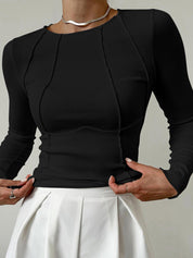 Black ribbed top with side cutout front view