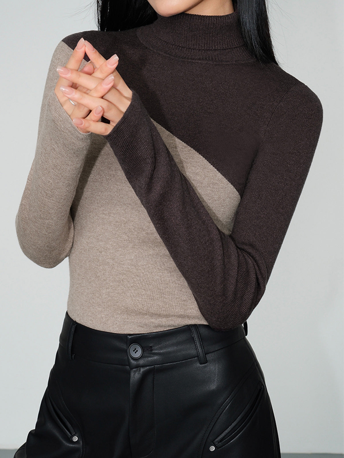 Sherri | Diagonaal kleurblokontwerp coltrui casual