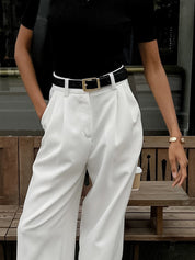 Wide-leg high-waist pants white side view