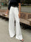 Wide-leg high-waist pants white front view