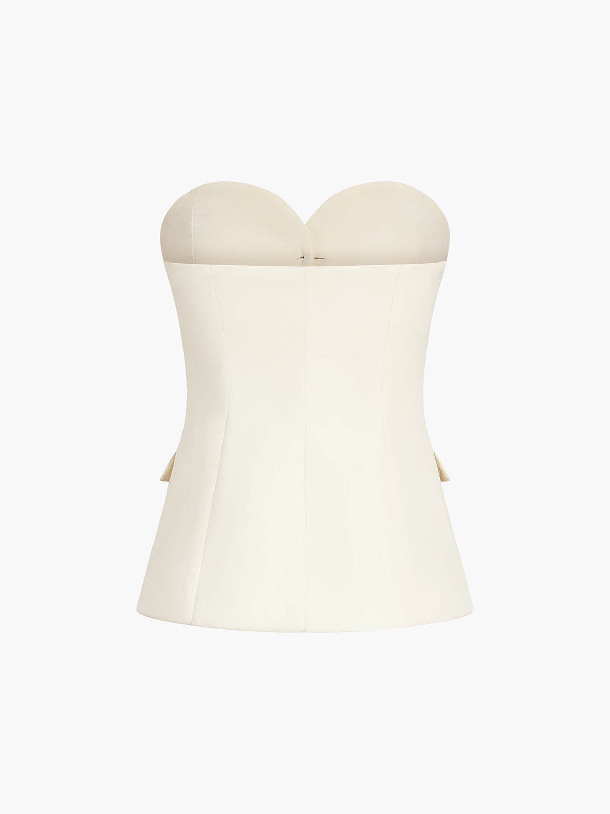 Tweedelige set dames witte strapless top met ruches vooraanzicht