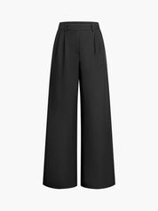 Wide-leg high-waist pants black full-length view