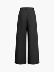 Wide-leg high-waist pants black full-length view