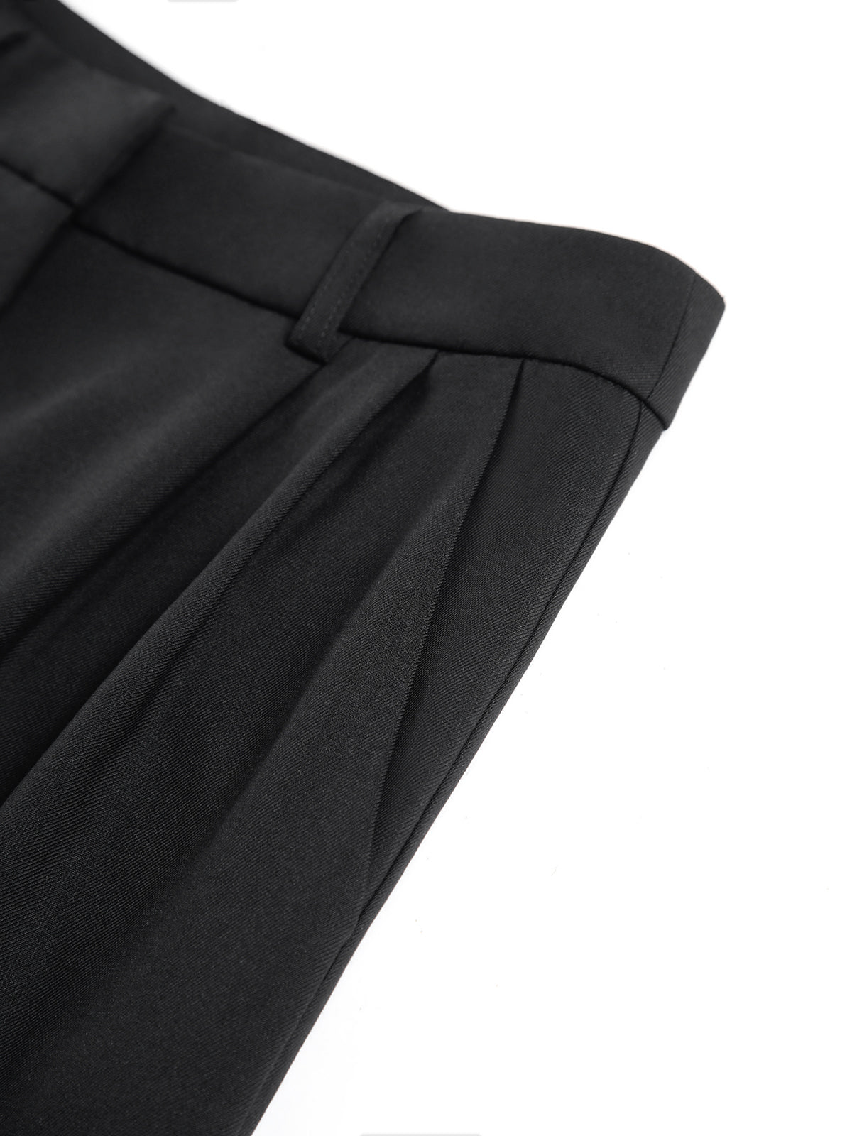 Wide-leg high-waist pants black close-up detail