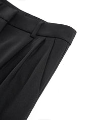 Wide-leg high-waist pants black close-up detail