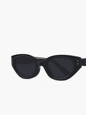 Sunglasses black acetate front view, angled