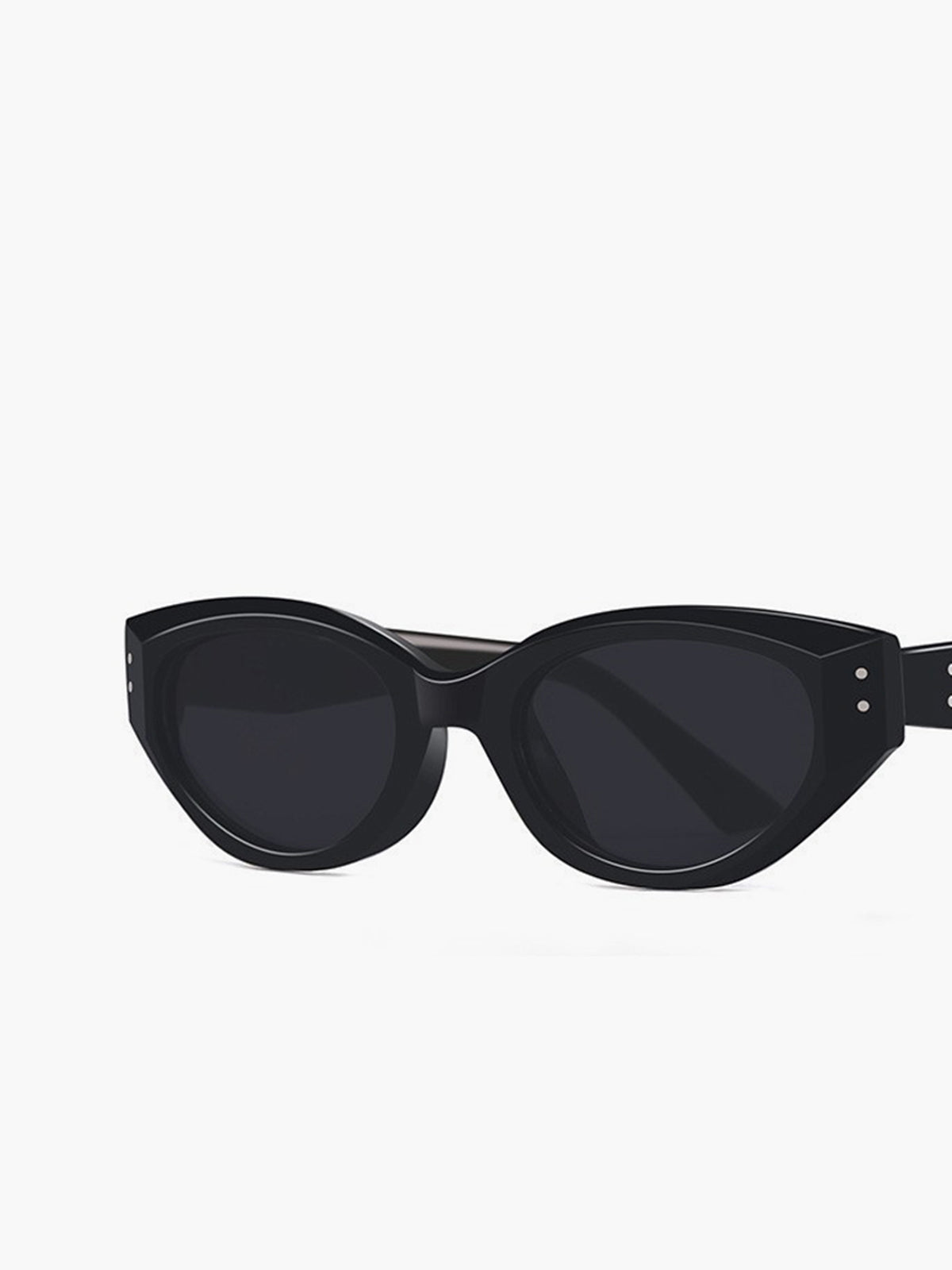 Sunglasses black acetate front view, angled