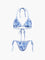 Bikiniset met blauwe print en halterbandjes, vooraanzicht