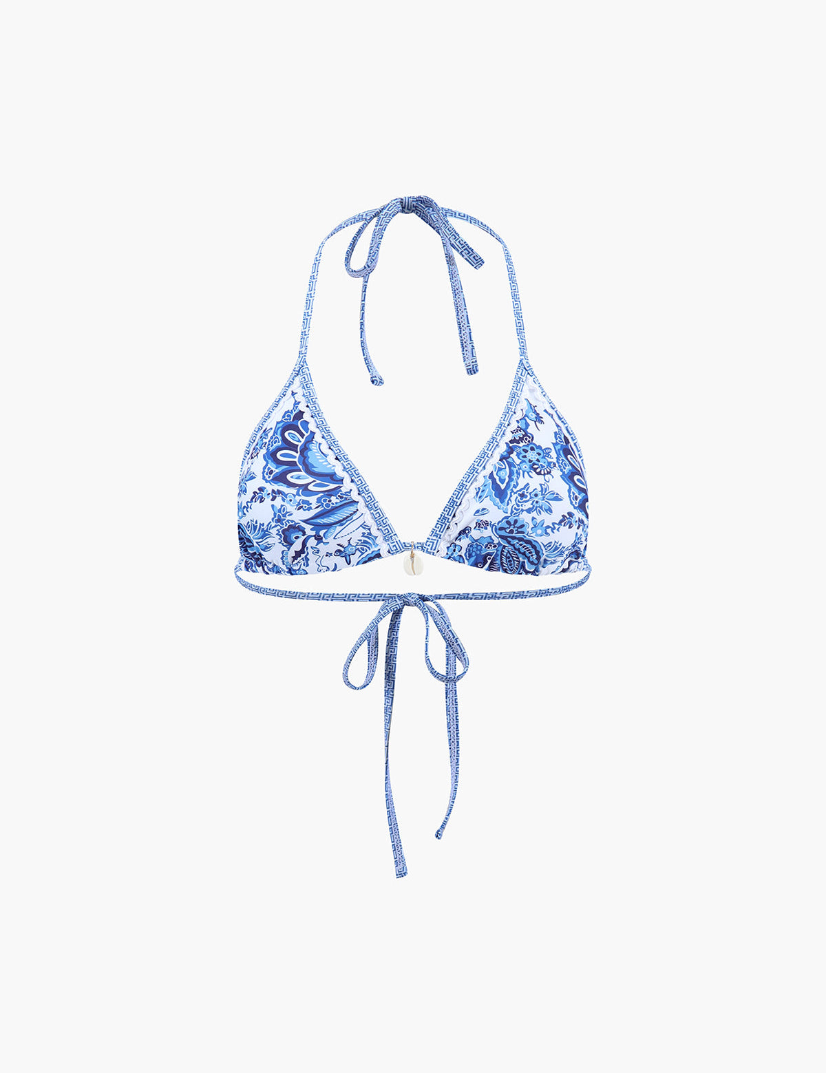 Bikinibroekje blauw met witte print en strikzijde