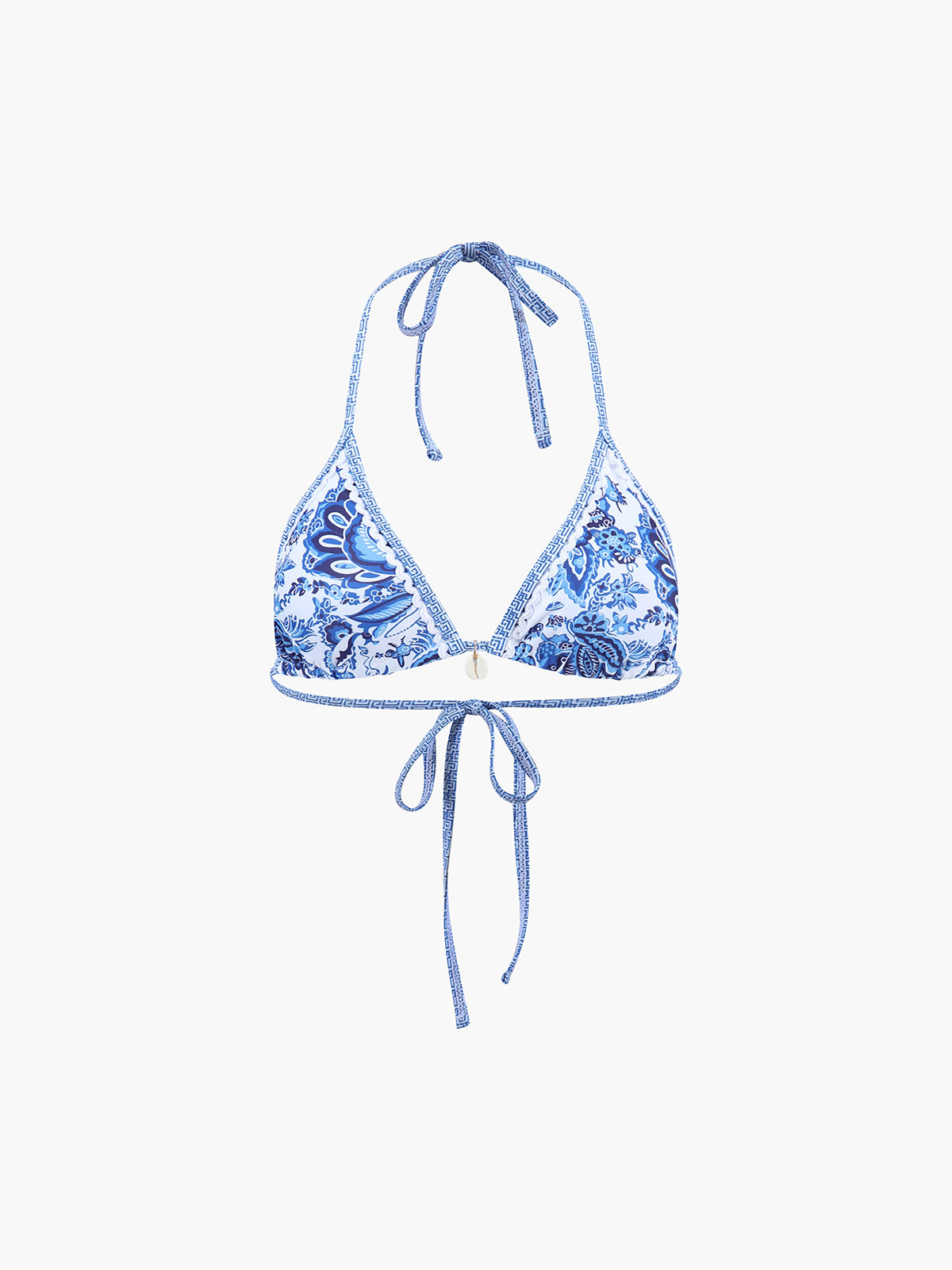 Bikinibroekje blauw met witte print en strikzijde