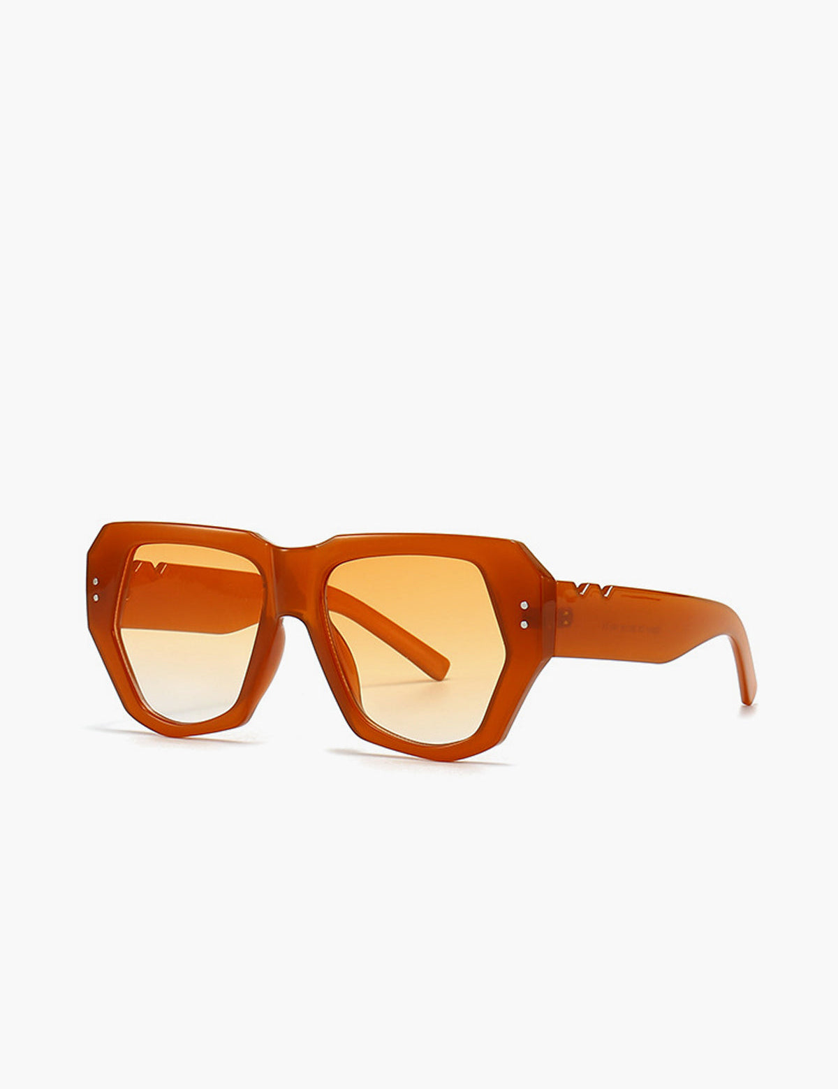 Sunglasses amber geometric frame side view