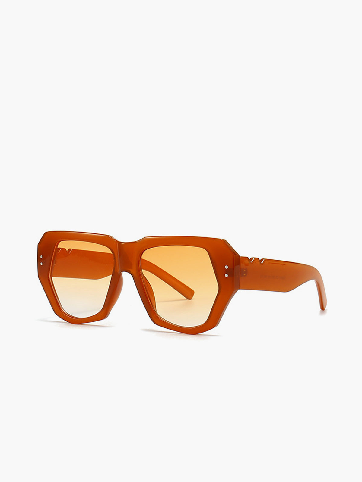 Sunglasses amber geometric frame side view