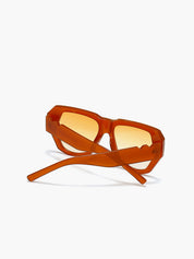 Sunglasses light brown geometric frame back view