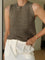 Gray sleeveless top with open texture front view