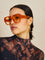 Sunglasses light brown geometric frame front view