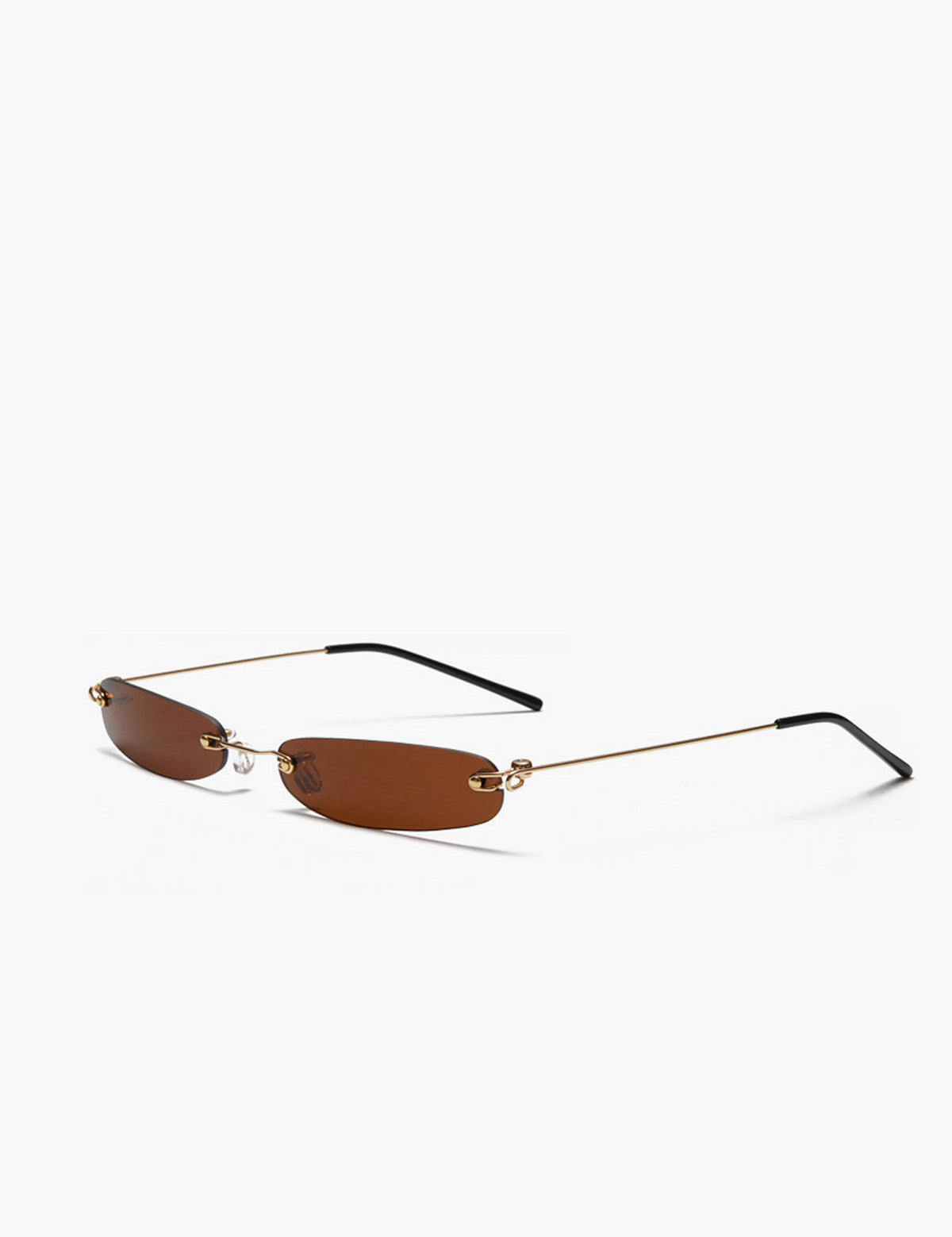 Sunglasses with brown lens and gold frame, front view