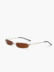 Sunglasses with brown lens and gold frame, front view